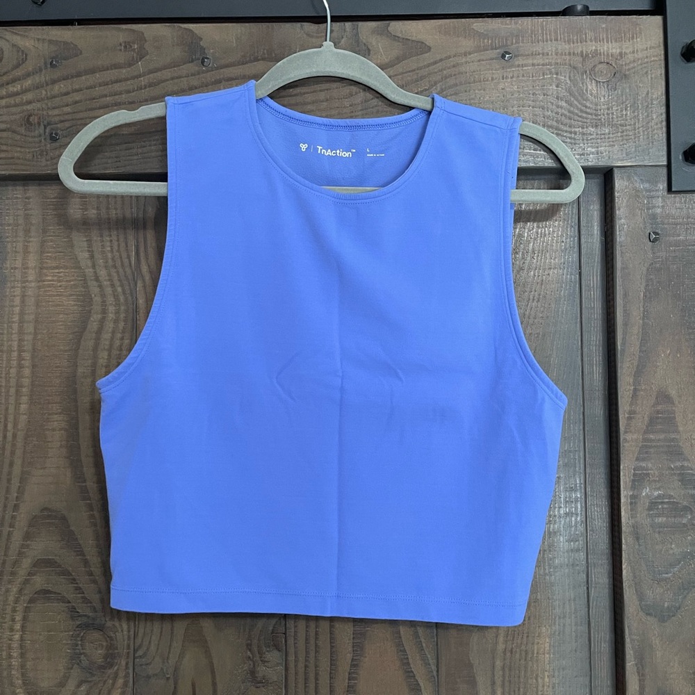 TNA Blue Fitted Crop Tank Top